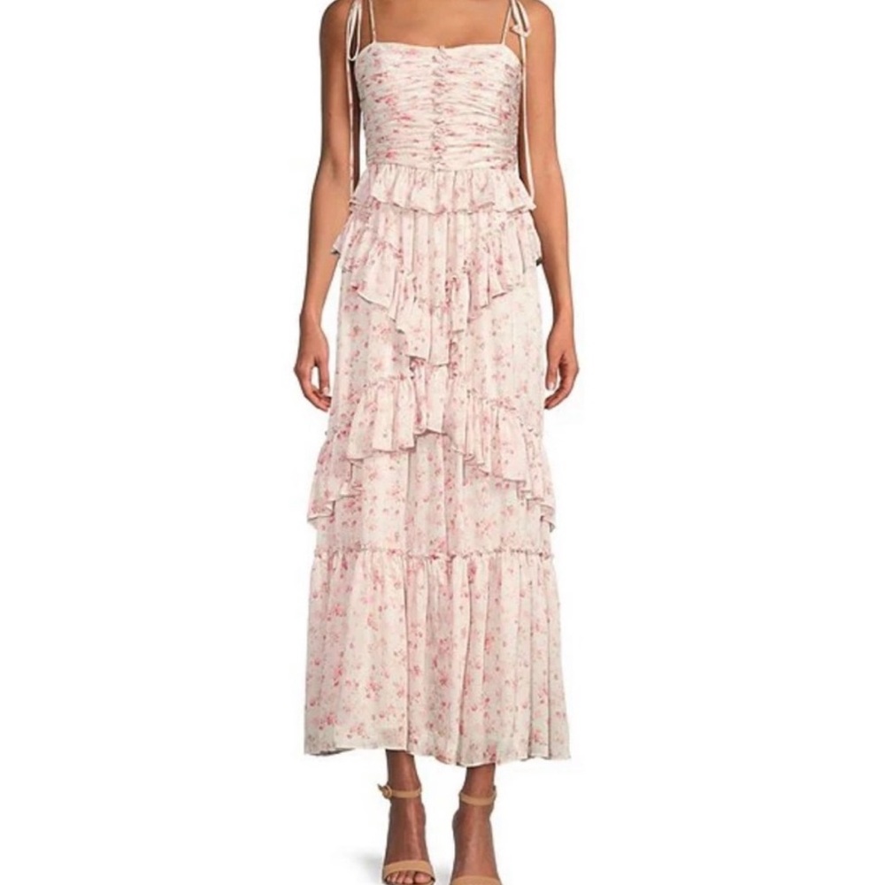 Antonio Melani Pink Catalina Crinkled Chiffon Sleeveless Maxi Dress